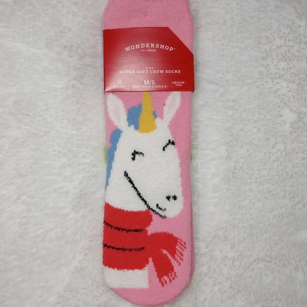 Wondershop Kid's Super Soft Holiday Crew Print Socks (M/L - Sizes 2-5) 2…